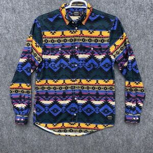WESC button up long sleeve shirt men's size Small aztec western corduroy